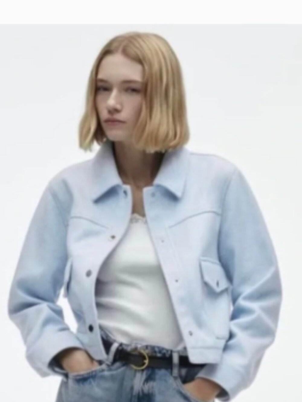 Zara Powder Blue Cropped Soft Jacket size Small